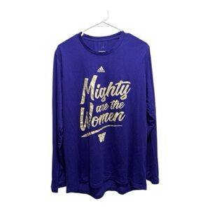 Adidas UW Huskies Long Sleeve Tee Women’s Large Purple “Mighty Are the Women”
